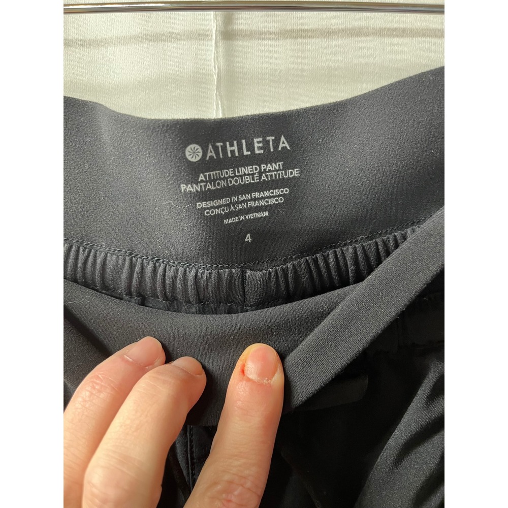 Athleta Attitude Lined Pant Black Ruched Joggers Tapered Leg 486241 Womens‎ 4 - Picture 2 of 3